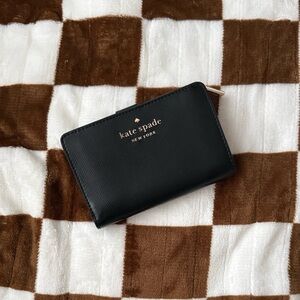 Kate Spade Black Leather Medium Bifold Wallet